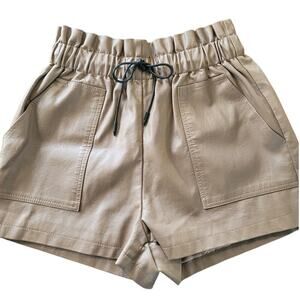 Faux Leather Shorts Lt. Brown 2 pockets Lined Sz M